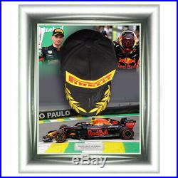 Signed Max Verstappen Used Personal 2018 Podium Cap Framed Red Bull Racing F1