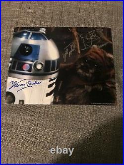 Star Wars Kenny Baker Warwick Davis In Person Signed 10x8 Autograph Photo