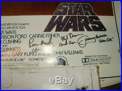 Star Wars poster signed by 4 stars in person