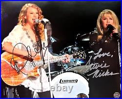 TAYLOR SWIFT + STEVIE NICKS (Fleetwood Mac) Signed 8x10 in. Autographs with COA