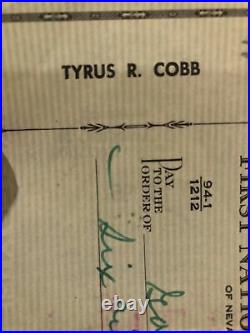 TY COBB SIGNED 1957 PERSONAL CHECK JSA CERTIFIED AUTHENTIC AUTOGRAPH Grade 9