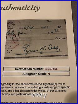 TY COBB SIGNED 1957 PERSONAL CHECK JSA CERTIFIED AUTHENTIC AUTOGRAPH Grade 9