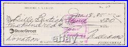 Ted Williams Signed Check Personal Donation $500 Jan. 18th 1985 No Folds! Coa