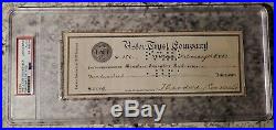 Theodore Roosevelt Signed Personal Check Autographed PSA DNA Slabbed