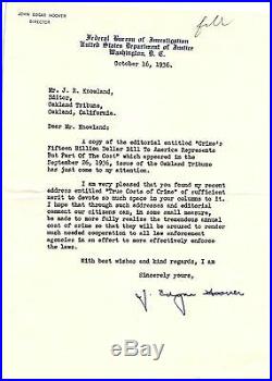 Typed Personal Stationary Fbi Letter Signed By J. Edgar Hoover