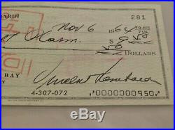 Vince Lombardi 1964 Signed Personal Check #281 Bold Signature Beckett Slabbed