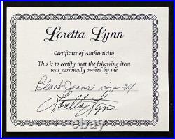Vintage LORETTA LYNN Signed BLACK JEANS with AUTOGRAPH & LORETTA'S PERSONAL COA