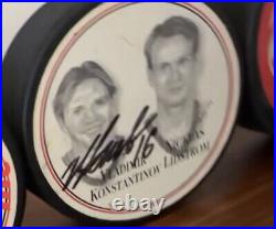Vladimir Konstantinov Signed/Autographed Puck Signed In Person Skate Withthe Stars