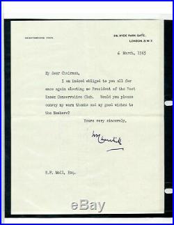 Winston Churchill Typed Letter Hand-signed On Personal Ltr Head On His Election