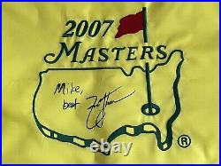 Zach Johnson Autographed 2007 Masters Flag Personalized Mike JSA