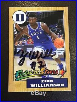 Zion Williamson Duke Future Stars Signed Autograph Basketball Card In Person